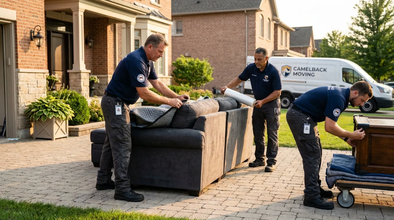 Large estate moving crew wrapping furniture in Beverly, NJ